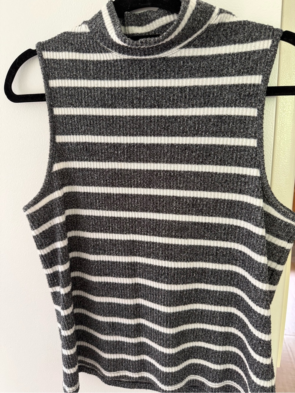 GAP Striped Knit Mock Neck Tank - Black & White